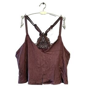 NWT Aerie Ribbed Crop Top Bralette Brown Size Medium